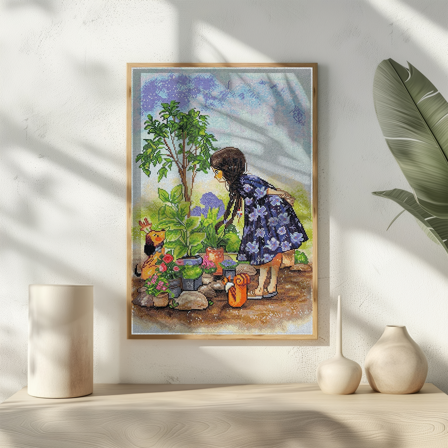 Handmade Cross Stitch Art | Handmade Botanical Decor | Whimsical Nature Design | Perfect Gift for Plant Lovers & Collectors