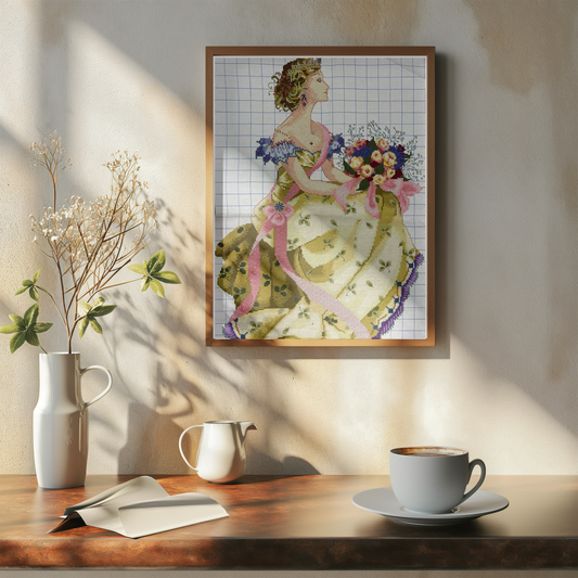 Handmade Cross Stitch | Handmade Floral Wall Art | Elegant Home Decor | Unique Gift for Garden Lovers & Spring Enthusiasts